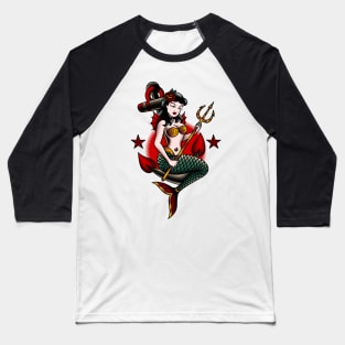 American Traditional Nautical Mermaid Baseball T-Shirt